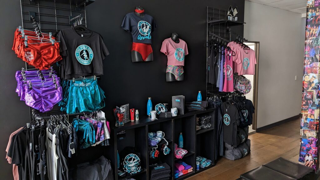 Merchandise pole gym brisbane polewear pole shorts tanks tees and tops