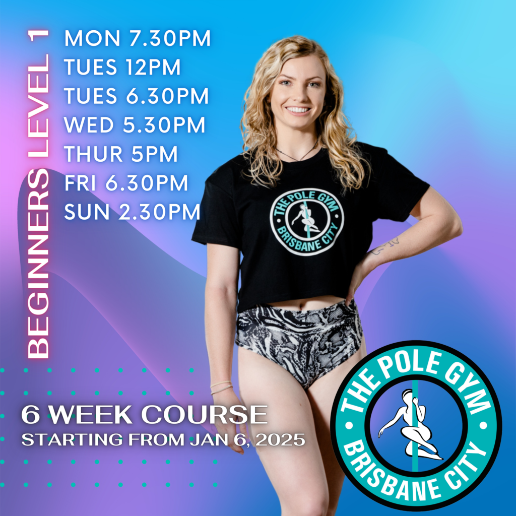 Beginner Level 1 pole dance brisbane introductory course pole fitness